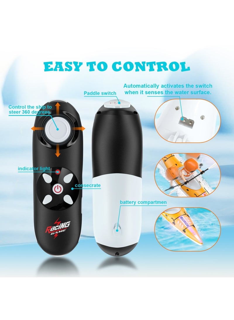 سيوسي قارب التحكم عن بعد للأطفال مع أضواء LED، 2.4 جيجا هرتز محاكاة قوارب الكاياك RC مع مجداف للبحيرة والنهر وحمام السباحة وحوض الاستحمام، ألعاب مائية متوازنة للأولاد والبنات، هدايا رائعة للأطفال من سن 4 إل - Image 3